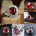 Luxus frauen Ring Brilliant Rote Kristall Hochzeit Jahrestag Ring Geschenk Weibliche Elegante