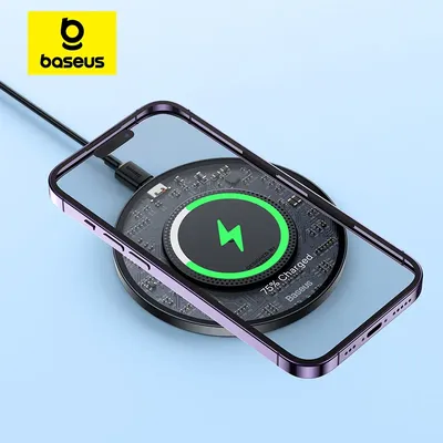 Baseus 15 W schnelles kabelloses Ladegerät für iPhone 16 15 14 13 Airpods Visible Qi Wireless Charging Pad für Samsung S22 S10 Xiaomi LG