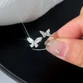 Glänzende Nette Kristall Schmetterling Zirkon Ringe für Frauen Mädchen Koreanische Minimalistischen
