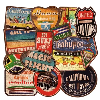 36 Stück Retro-Aufkleber, Vintage-Stil, Strand-Surf-Aufkleber, wasserdicht, PVC, Skateboard, Gepäck, Image