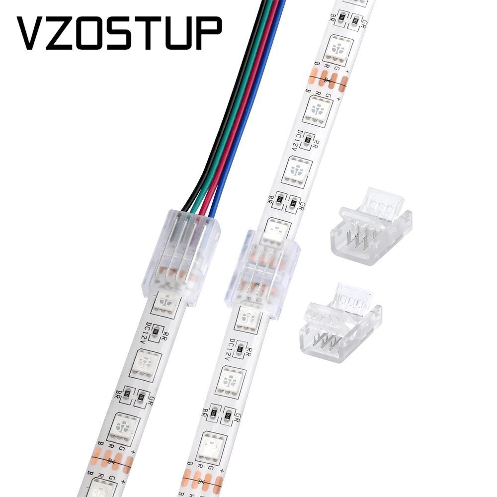 4-poliger RGB-Band-Lichter-Anschluss für IP20, IP65, 5050, 3528, 10 mm LED-Streifen, Licht-zu-Kabel-Anschlüsse, Befestigungsklemme, schnelle Verbindung Image