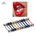 2 Pcs Zunge Piercing Titan Überzogen Piercing Zunge Ringe Bars Mädchen 14G Zunge Piercing Industrie