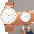 2022 Casual Einfache Uhr für Frauen Edelstahl Mesh Rose Gold Uhren 2021 Casual Einfache Quarz Uhren