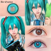 Bio-Essenz 1 Paar koreanische farbige Kontaktlinsen mit Grad Myopie Linsen Anime Zubehör rosa Linsen