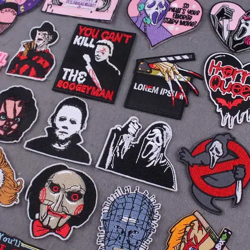 Horror Patch Bestickt Patches Auf Kleidung Streifen DIY Punk Eisen Auf Patch Für Kleidung