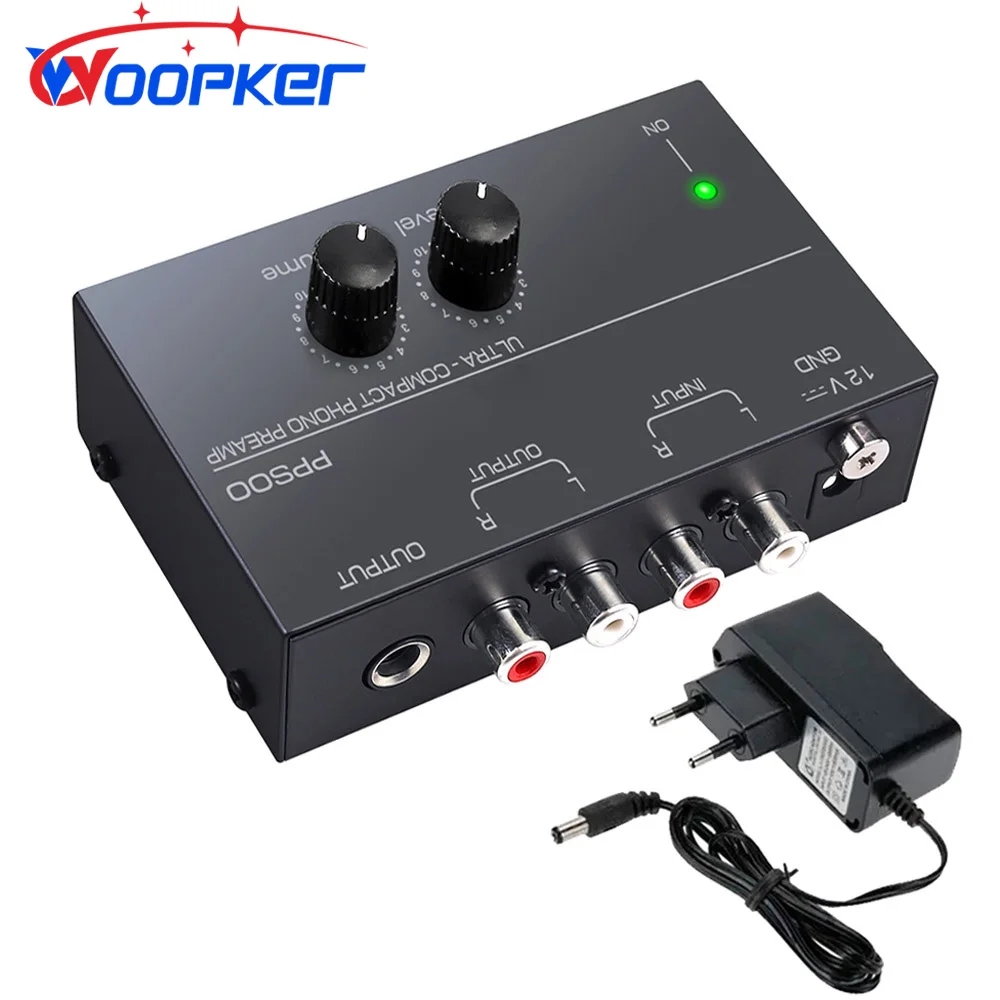 Woopker Phono Preamp PP500 Vorverstärker mit Bass Höhen Balance Lautstärke Einstellung Vorverstärker Plattenspieler Preamplificador Image