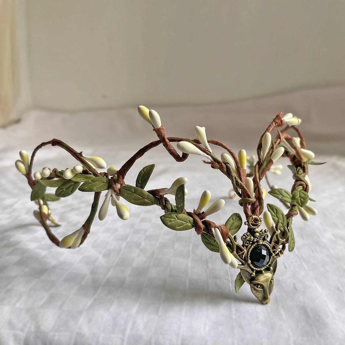 Handgemachte verzauberte Wald der Blätter Mond Wald Tiara Elf Elfen Kopf bedeckung Fee Krone Elfen Tiara mit Zweigen Mond Drachen Image