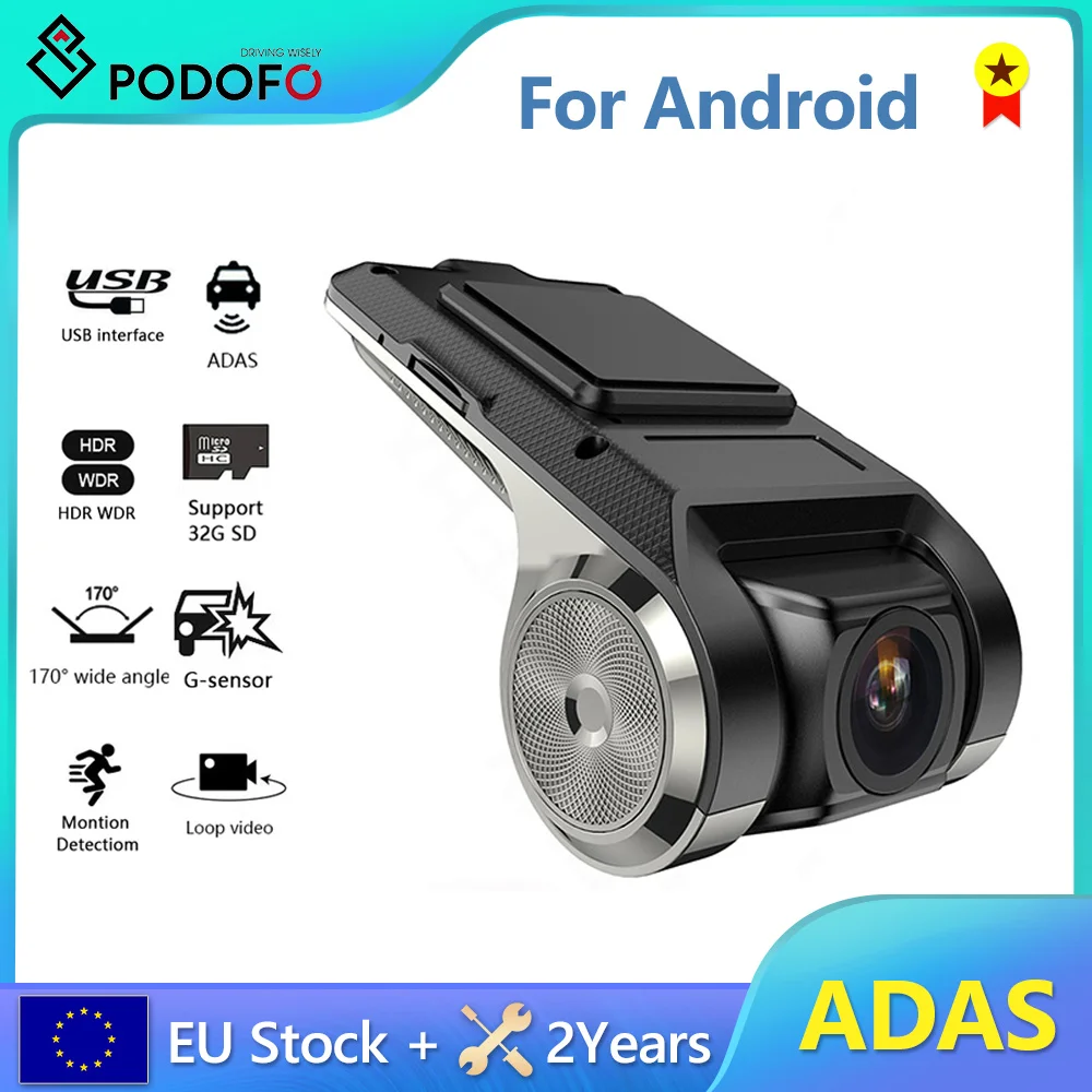 Podofo Dash Cam ADAS Auto DVR ADAS Dashcam DVRs Video HD 720P USB TF Karte 16G/32G Auto Recorder für Android Multimedia Player DVD
