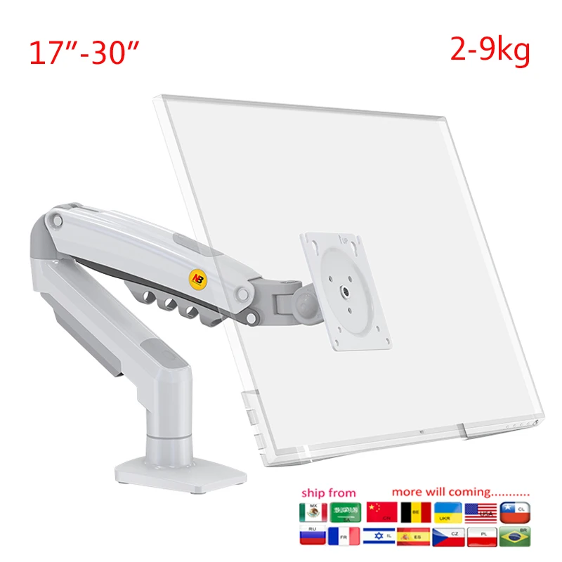 NB NEW F80 2-9kg 17-30 Zoll Desktop-LCD-Monitorhalterung mit Gasfeder, voll beweglicher ergonomischer Doppelarm, USB 3.0 Image