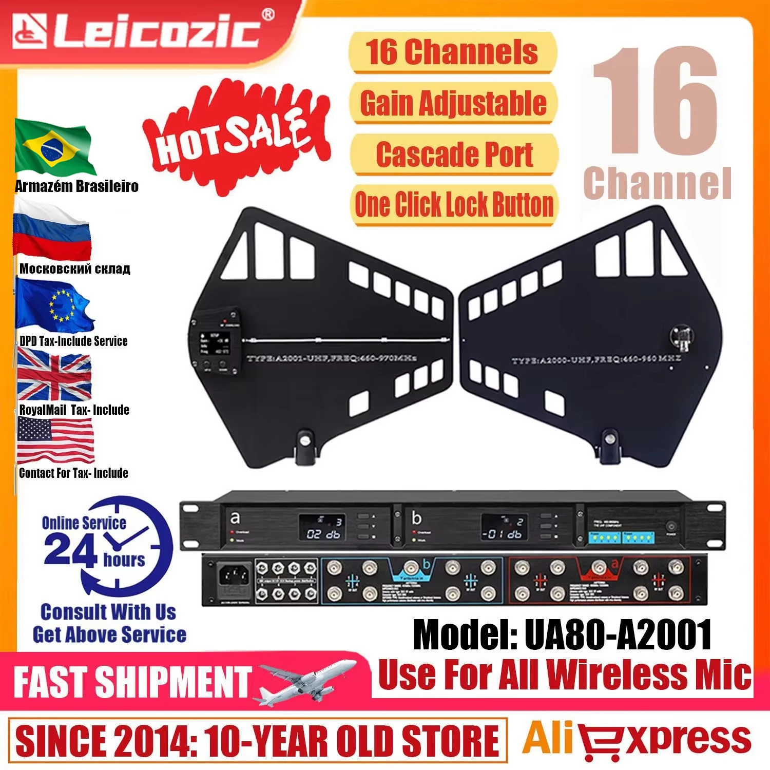 Leicozic UA80-A2021 UHF-Breitband-Antennensplitter, 450–1000 MHz, HF-Signalantenne, gerichtete BNC-BNC-Koaxialkabel, 16 Grounps Image