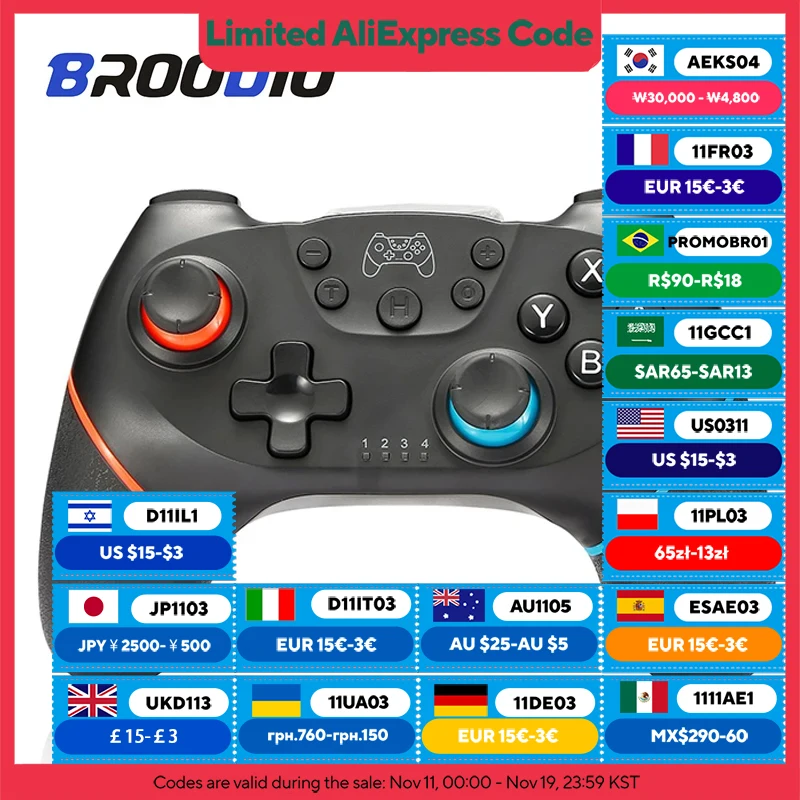 BROODIO Kompatibler Nintendo Switch Controller, kabellose Bluetooth-Gamepads für Nintendo Switch Pro OLED-Konsolensteuerungs-Joystick Image