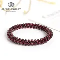 JD Natürliche Rote Granat Stein Perle Armband Frauen Bohe Multilayer Weben Elastischen Armreifen