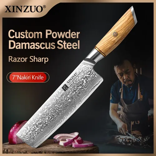 "Xinzuo 7 ""nakiri messer 73 schichten damaskus stahl 62-64 hrc koch beil messer restaurant kompost"
