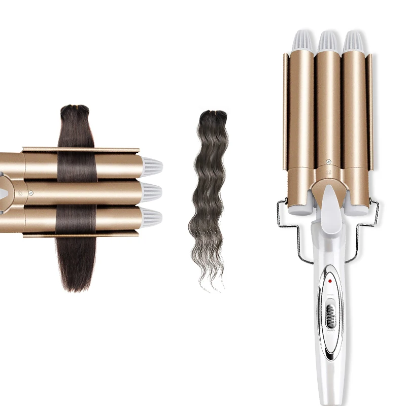 Professionelle Haar Werkzeuge Curling Eisen Keramik Triple Barrel Haar Styler Haar Waver Styling Werkzeuge Lockenwickler Elektrische Curling Image