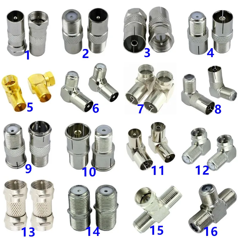 2PCS F Typ zu TV IEC 90 Grad TV Antenne Antenne Stecker Stecker Rechten Winkel Adapter Stecker Zu Buchse koaxialkabel F-TV Kombination Image