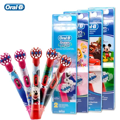 Original Oral B Ersatz Pinsel Köpfe Cartoon für Oral B Kinder Elektrische Zahnbürste Kinder Weichen Borsten Austauschbare Düsen