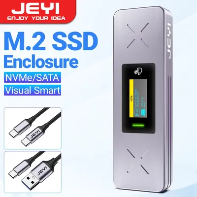 Jeyi visual smart m.2 nvme/sata ssd gehäuse usb 3 2 gen 2 10gbps externe m2 adapter gehäuse