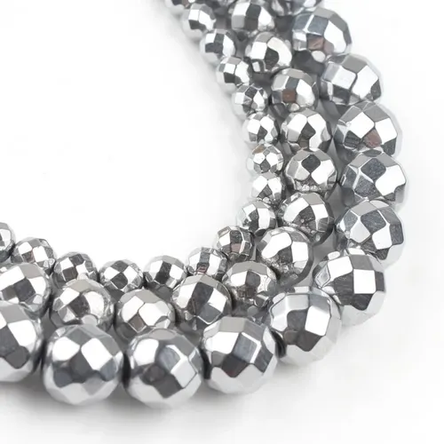 AAA Natürliche Stein Perlen Facettiert Silvers Überzogen Hämatit Perlen Für Schmuck Machen 15inch