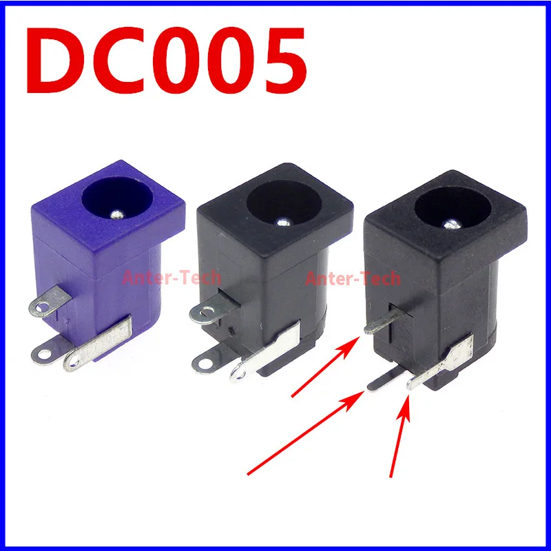 10 Teile/los DC-005 Schwarz DC Power Jack Buchse Stecker DC005 5.5*2,1mm 5.5*2,5 2,1 buchse Runde die nadel Image