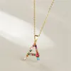 2024 neue Heiße Bunte Kristall AAA CZ 26 Großbuchstaben Anhänger Halskette Für Frauen Mädchen Gold Farbe Kupfer Initial Name schmuck