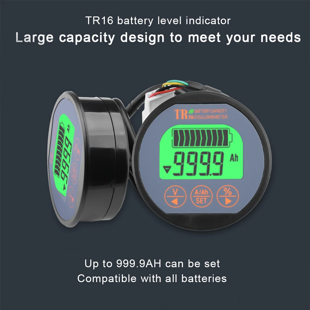 DC 8-80V 50A 100A 350A TR16 Batterietester Coulomb-Zähler Meter Batteriekapazitätsanzeige Amperemeter Voltmeter Batterietester Image