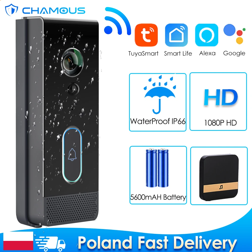 Tuya Video Türklingel WiFi Outdoor Türklingel wasserdicht IP65 Batterie Gegensprechanlage Smart Home Google Alexa drahtlose Tür Telefon Kamera Image