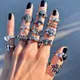 Vintage Gothic Schädel Blume Engel Ringe für Frauen Hip Hop Silber Farbe Schmetterling Herz Finger