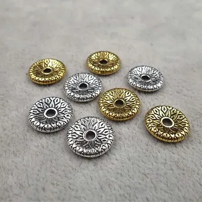 30 teile/los Flache Runde Geschnitzte Metall Spacer Perlen 12x2mm Antike Gold Farbe Perlen Charms