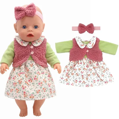 Puppe Kleidung für 43cm Baby Puppe Leder Jacke Hosen Set für 17 Inch Baby Puppe Mantel Winter