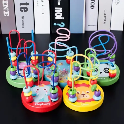 Baby Montessori Educational Math Spielzeug Holz mini Kreise Bead Draht Maze Achterbahn Abacus Puzzle