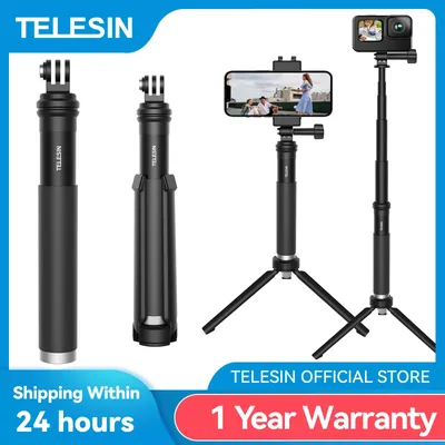 TELESIN Für GoPro Selfie Stick Faltbare Stativ Telefon Halter Aluminium Legierung Einbeinstativ für DJI Action Insta360 Smartphone