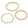Classic Gold Überzogene Perlen Armbänder Für Frauen Handgemachte 3/4/5mm Edelstahl Perlen Stretch