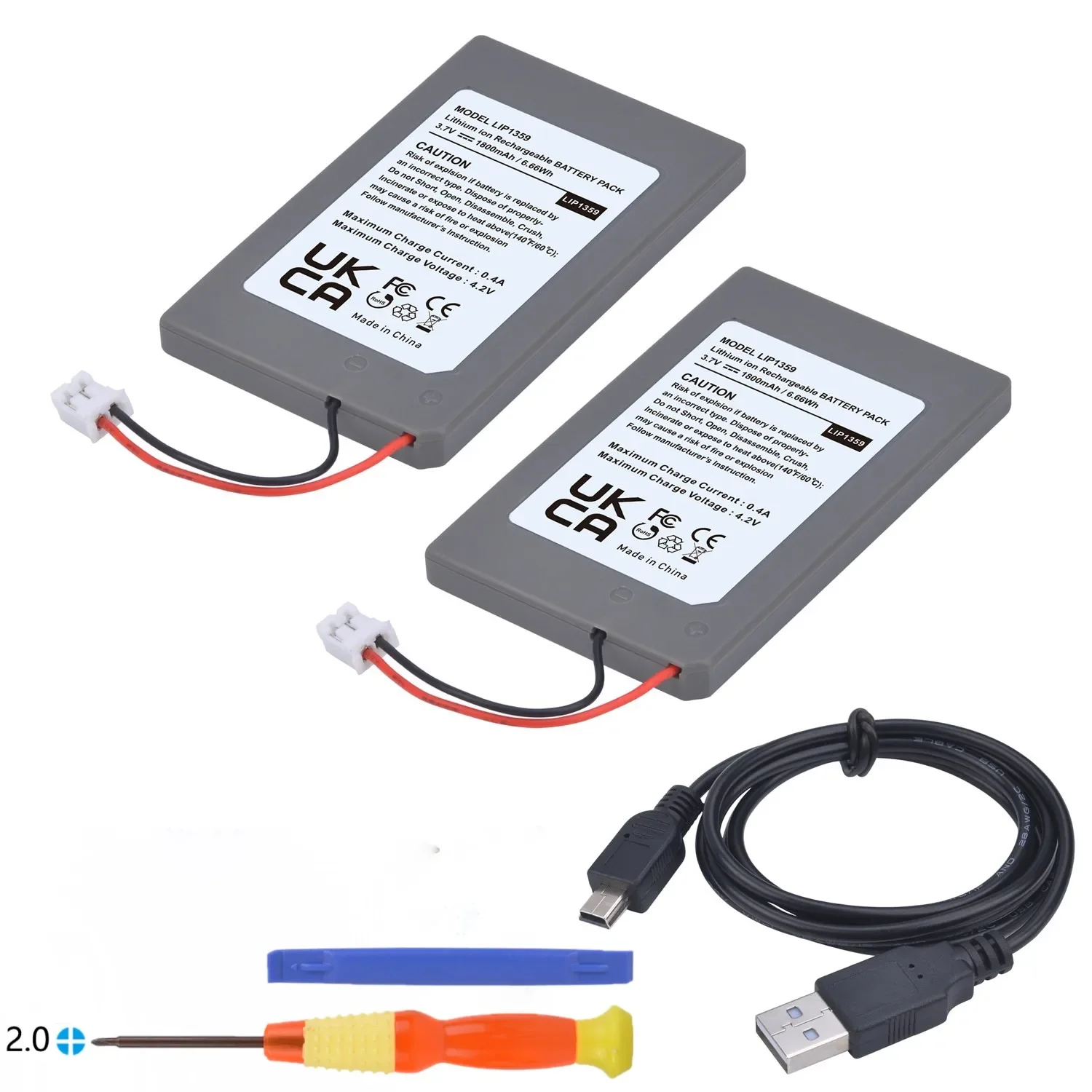 PS3-Controller-Akku, 1800 mAh LIP1359, Ersatzakku für Sony Playstation 3 Dualshock 3 CECHZC2E CECHZC2U Controller und USB Image