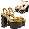 Luxus Marke frauen Sommer Mode Metall Plattform Sandalen Große 34-42 Super High Heel Dicken Boden Niet Party frauen Schuhe