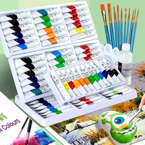 Acrylfarbe 18.12.24/36 Farben 12ml Tube Acrylfarbe Set Farbe für Kleidung Malerei reiche Pigmente