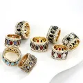Vintage Türkische Finger Ringe Frauen Runde Oval Harz Kristall Caesar Ring Antike Gold Farbe