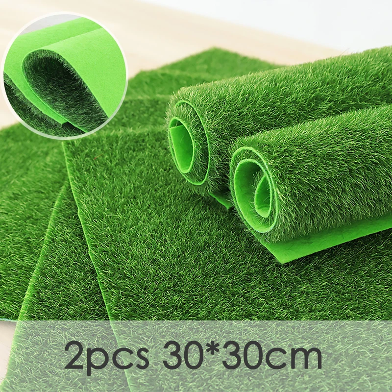 2PCS Kunstrasen Outdoor Gartenarbeit Rasen Rasen Synthetische Gefälschte Gras Carpetfaux Micro-landschaft DIY Beflockung Teppich 30*30cm Image