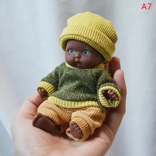 Reborn Puppen Baby Reborn Silikon Reborn Baby Puppe 12cm Palm Puppen Pyjamas Kleid Simulation Baby