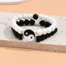 2 stück Schwarz und Weiß Tai Chi Passende Paar Armbänder für Frauen Männer Perlen Bracalet
