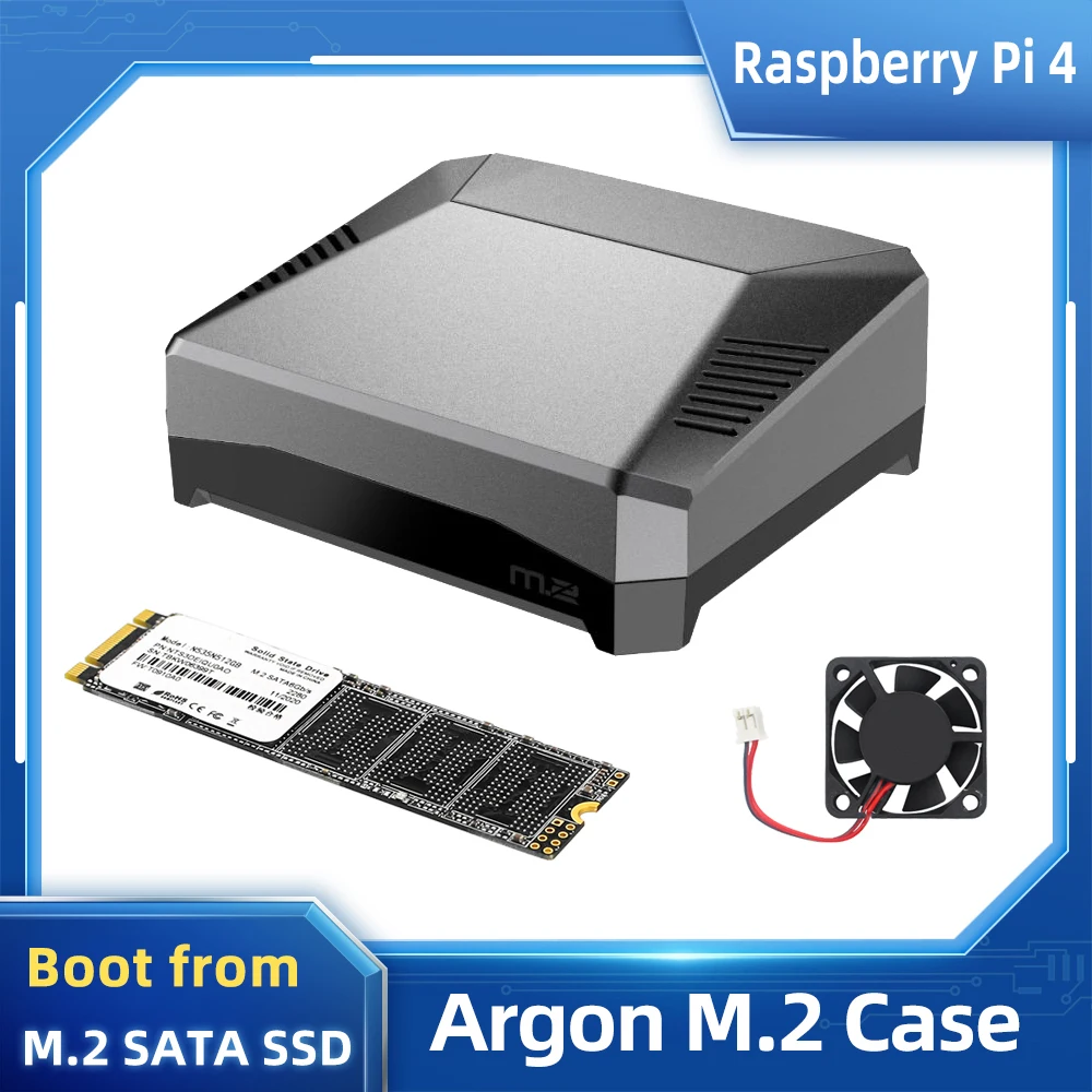 Raspberry Pi 4 Argon M.2 Fall SATA SSD zu USB 3,0 Adapter Boot von SSD Aluminium Shell mit Lüfter für Pi 4 Optional SSD Image