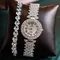 Damen Stahl Armband Uhr Set Kristall Quarz Armband Uhren Damen Luxusmarke Diamanten Zifferblatt