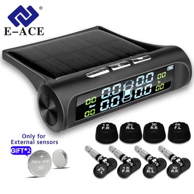 E-ACE Solar Power TPMS Auto Reifendruck Alarm Monitor System Auto Sicherheit Alarm Systeme Reifen