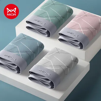 MiiOW 4Pcs Graphene Männer Unterhosen Boxershorts Komfortable Cuecas Eis seide Mann Unterwäsche Männer Boxer Schlüpfer der Männer Kurze L-3XL Image