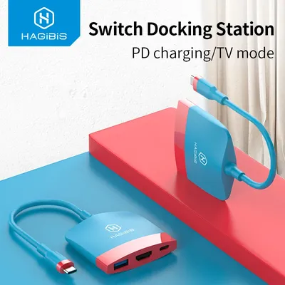 Hagibis Switch Dock TV Dock für Nintendo Schalter Tragbare Docking Station USB C zu 4K HDMI USB 3,0 PD lade für NS Macbook Pro
