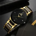Herrenmode Luxus Business Armbanduhr neue Marke Unisex Color block Stahlband Damen Casual Watch Uhr
