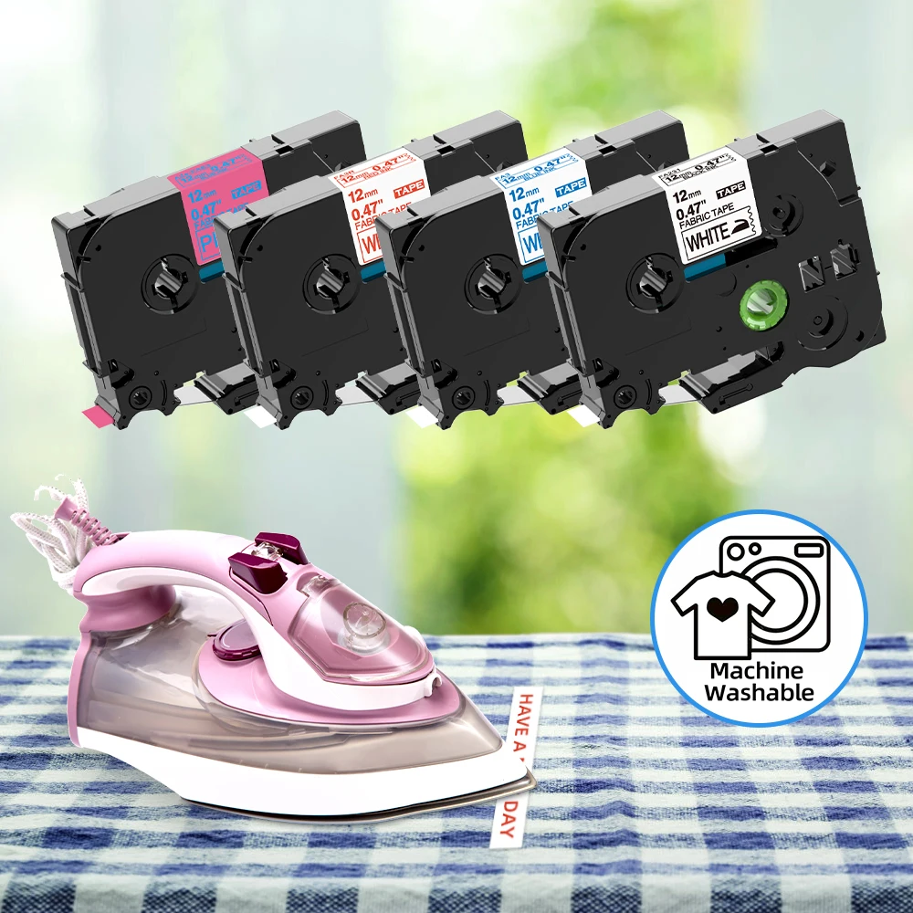 12 mm 18 mm Stoffband kompatibel für Brother Ptouch TZe-FA231 TZe-FA3 Aufbügel-Etikettenband für PTD400 PTD210 PT1280 Etikettendrucker 3 m Image