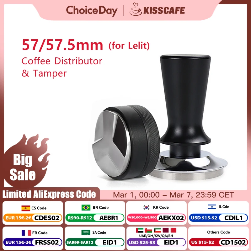 Kaffee Tamper 57 mm 57,5 mm Konstantdruck 30 Pfund Pulver Hammer für Lelit Anna Barista Espresso Makker Zubehör Eckwerkzeug Image