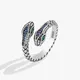 100% 925 Sterling Silber Ringe Für Frauen Schlange Form Grün Auge Einfache Trendy Retro Offenen CZ