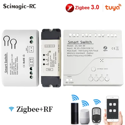 1/2/4 Kanal Tuya ZigBee Smart Switch Modul WLAN Relais Din Rail RF433 Fernbedienung funktioniert mit Alexa Google ZigBee Hub