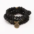 108 perlen Buddha Lotus Mala Armband für Frauen Männer 8mm Lava Rock Stein Strang Charme Armband